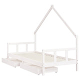 Kids Bed Frame with Drawers White 90x190 cm Solid Wood Pine 834547