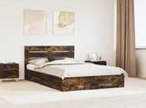 Bed Frame with Drawer Smoked Oak 120 x 190 cm Engineered Wood 3412000