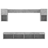 6 Piece TV Wall Units with LED Concrete Grey Engineered Wood 3216689