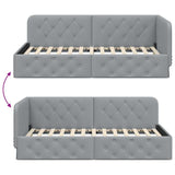 Corner Bed Frame with Headboard Light Grey 100 x 200 cm Fabric 42016503