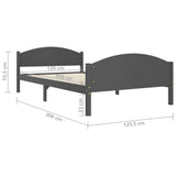 Bed Frame without Mattress Dark Grey Solid Pine Wood 120x200cm 322048
