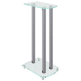 Speaker Stands 2 pcs Silver Tempered Glass 3 Pillars Design 51802