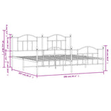 Metal Bed Frame without Mattress with Footboard Black 200x200cm 353464