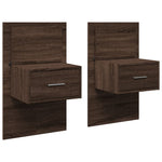 ZNTS Wall-mounted Bedside Cabinets with LED Lights 2 pcs Brown Oak 848170