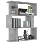 Book Cabinet/Room Divider Concrete Grey 80x24x96 cm Engineered Wood 800085