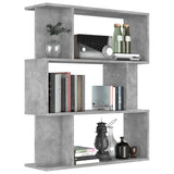 Book Cabinet/Room Divider Concrete Grey 80x24x96 cm Engineered Wood 800085