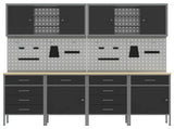 Work Cabinet with Drawer 10 pcs Black Engineered Wood and Steel 3321490