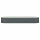 Garden Raised Bed 320x80x44 cm Galvanised Steel Grey 45527