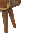 Solid Wood Extra Mini Curved Oak-ish Bedside, 2 Drawers, Brown B2743P403127