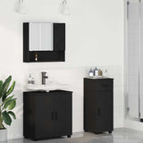 Bathroom Furniture Set 3 pcs Black Engineered wood & Metal 3392954