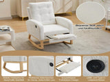 66.5*121.5*102cm Rocking Chair with USB Charging Ports, Nursing Rocking Armchair,Teddy Fabric Glider N605P471726W