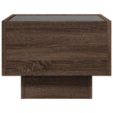 ZNTS Side Table with LED Brown Oak 40x40x30 cm Engineered Wood 847503