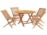 5 Piece Folding Garden Bistro Set Natural Solid Teak Wood 3434121