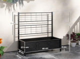 Raised Bed for Garden with Trellis, Galvanised Planter Box with Diamond Pattern, Drainage Holes for T3398P315991