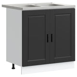 Sink Base Cabinet with Door Porto 2 pcs Black Engineered wood 3315022