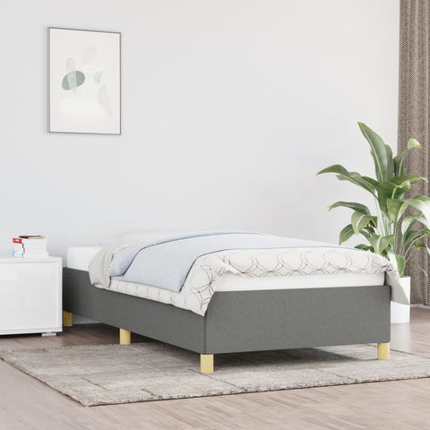 ZNTS Bed Frame without Mattress Dark Grey 90x190 cm Single Single Fabric 349864