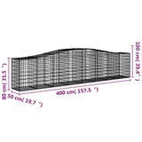 Arched Gabion Baskets 3 pcs 400x50x80/100 cm Galvanised Iron 3145944
