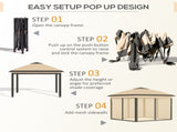3.3 x 3.3m Pop Up Gazebo, Double Roof Foldable Canopy Tent with Zipped Mesh Sidewalls, Height T3398P318790