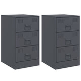 ZNTS Bedside Cabinets 2 pcs Anthracite 34.5x39x62 cm Steel 841780