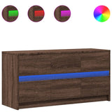 TV Cabinet with LED Brown Oak 100x34x50 cm Engineered Wood 852221