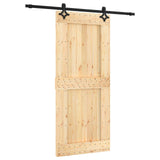 Sliding Door Natural and Black 90 x 210 cm Solid Pine Wood 3445070