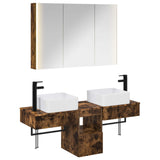 Bathroom Cabinet Set 4 pcs Smoked Oak Engineered Wood 3406307