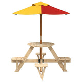 Picnic Table for 4 Kids with Umbrella Round Solid Wood Fir 3281621