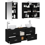Bathroom Cabinet Set 5 pcs Black Oak Engineered Wood 3406672