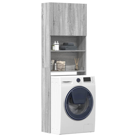 ZNTS Washing Machine Cabinet Grey Sonoma 64x24x190 cm Engineered Wood 859132