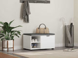 Hall Bench White 60 x 38 x 46 cm Engineered Wood and Fabric 891496