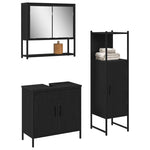 Bathroom Furniture Set with Door 3 pcs Black 33 x 33 x 102.5 cm 3334369