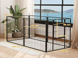 6 Panels Dog Playpen, Portable Detachable Puppy Pen with Door, for Large Dogs, 100cm High, Grey T3398P376285