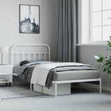 Bed Frame White Powder-Coated Steel Single Bed Frame 352622