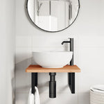 Basin Shelf Wall Mounted Steel and Solid Wood Beech 3302425