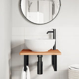 Basin Shelf Wall Mounted Steel and Solid Wood Beech 3302425