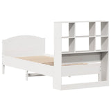 Bookcase Bed without Mattress White 90x200cm Solid Wood Pine 3323123