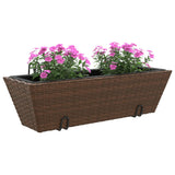 ZNTS Planters with hooks 2 pcs Brown Poly Rattan 366402