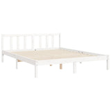 Bed Frame without Mattress White King Size Solid Wood Pine 3193082