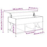 Coffee Table Grey Sonoma 100x55x50 cm Engineered Wood and Metal 845339