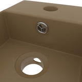 Bathroom Sink with Overflow Ceramic Matt Cream 146996