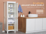 Tall Bathroom Storage Unit, Slim Bathroom Cabinet with Adjustable Shelves and Double Door, White T3398P378067