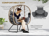 Rattan Chair Outdoor Indoor Wicker Chair with Thickened Cushion and Headrest, Standing Garden T3398P327903