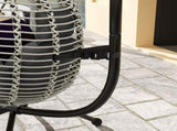 Outdoor Swing Chair with Thick Padded Cushion, Patio Hanging Egg Chair with Metal Stand, Foldable T3398P317709