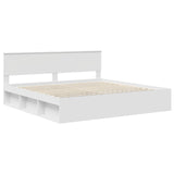 Bed Frame with Headboard White 200 x 200 cm Solid Pine Wood 3410555
