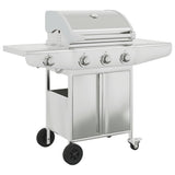 Gas BBQ Grill with 4 Burners Silver Stainless Steel 3214255