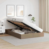 Storage Bed with Mattress Cappucino 140 x 190 cm Faux leather 3369948