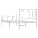 Metal Bed Frame without Mattress with Footboard White 90x200cm 374301