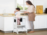 2 in 1 Kids Kitchen Step Stool with Safety Rail Toddler Steps with Chalkboard for Kitchen Bathroom, T3398P347701