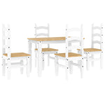 ZNTS 5 Piece Dining Set Panama White Solid Wood Pine 3345199