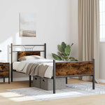 Bed Frame without Mattress Smoked Oak 75x190 cm Small Single Engineered Wood 4106916